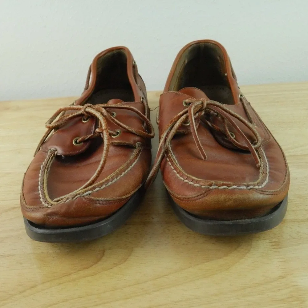 Sebago Docksides Mens 13M Launch Brown Leather Boat Shoes Preppy Deck Loafers
